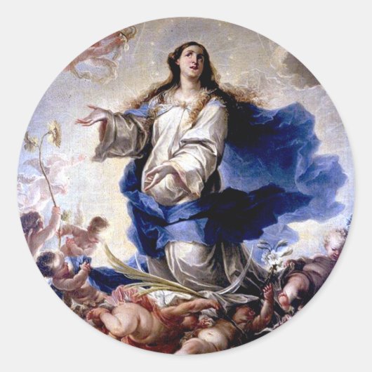 Onbevlekte conceptie ronde sticker (Voorkant)