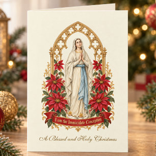 Onbevlekte Ontvangenis Maagd Maria Poinsettia's Kaart
