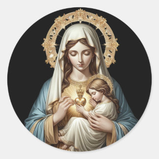 Onbevlekte Ontvangenis Maria met Jezus Ronde Sticker