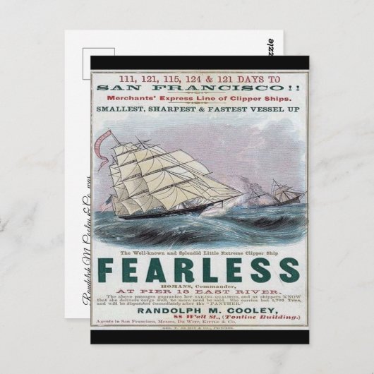 Onbevreesde Clipper Zeilen Briefkaart (Voorkant / Achterkant)