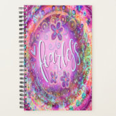 Onbevreesde  Paarse Bloemen Inspirerend Trendy Planner (Voorkant)