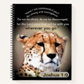 Onbevreesde reis: Cheetah Tear Marks Joshua 1:9 Notitieboek (Voorkant)