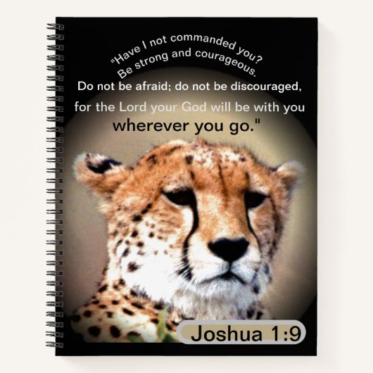 Onbevreesde reis: Cheetah Tear Marks Joshua 1:9 Notitieboek (Voorkant)