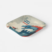 Onbevreesde ridder en draak papieren bordje (Gebogen)