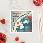 Onbevreesde ridder en drakenpapier servet (Insitu)