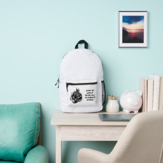 Onbevreesde Vikingkrijger met dolk. AI ART Bedrukte Rugzak