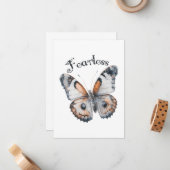 Onbevreesde Vlinder Waterverf Grafisch Ontwerp, An Notitiekaartje (Voorkant / Achterkant in situ)