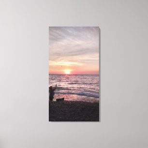 Onbezorgde strandscène canvas afdruk