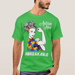 Onbreekbaar Autisme Mam Messy Bun Autism Awareness T-shirt
