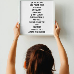 Onbreekbaar inspirerend minigedicht poster