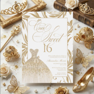 Once Upon a Sweet 16 Gouden Prinses Verjaardag Kaart