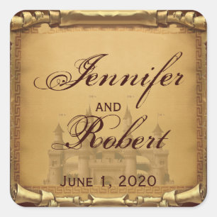 Once Upon a Time Bruiloft Envelope Seal Vierkante Sticker