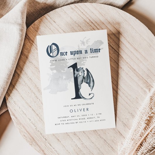 Once Upon a Time | Draak 1e Verjaardagsuitnodiging Kaart