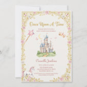 once upon a time fairytale frame gold baby shower kaart (Voorkant)
