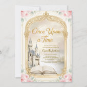 once upon a time fairytale frame gold baby shower kaart (Voorkant)