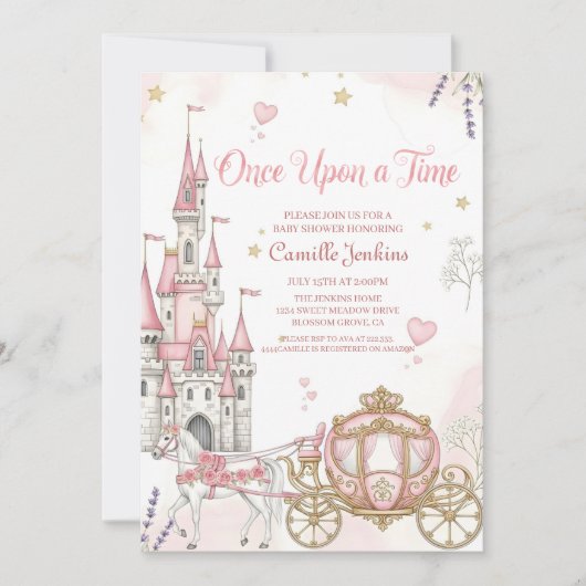 once upon a time fairytale magical royal pink kaart (Voorkant)