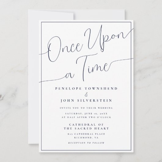 Once Upon A Time Minimalist Script Wedding Kaart (Voorkant)