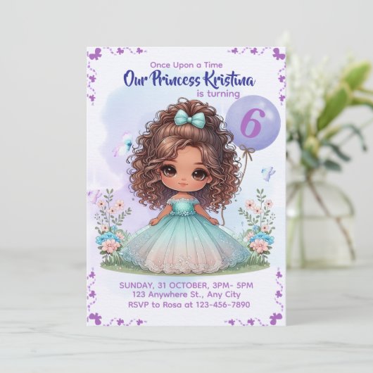 Once Upon a Time Prinses Verjaardag Uitnodiging (Staand voorkant)