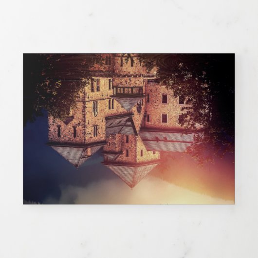 Once Upon a Time Sprookjesachtig Kasteel Bruiloft  Drieluik Uitnodiging (Cover)