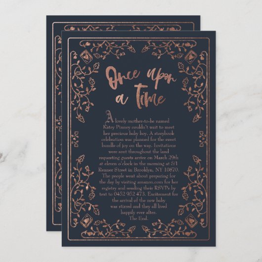 Once Upon a Time Storybook Baby shower Invitation Kaart (Voorkant / Achterkant)