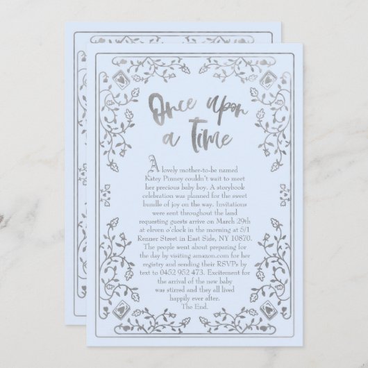Once Upon a Time Storybook Baby shower Invitation Kaart (Voorkant / Achterkant)