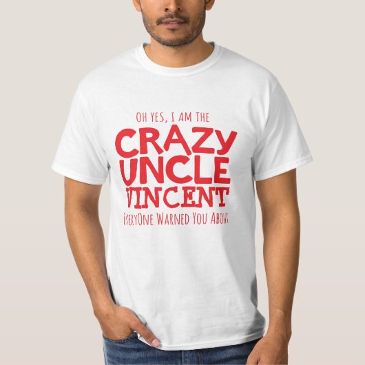 Oncle fol appelé T-shirt typographique rouge de (Devant)