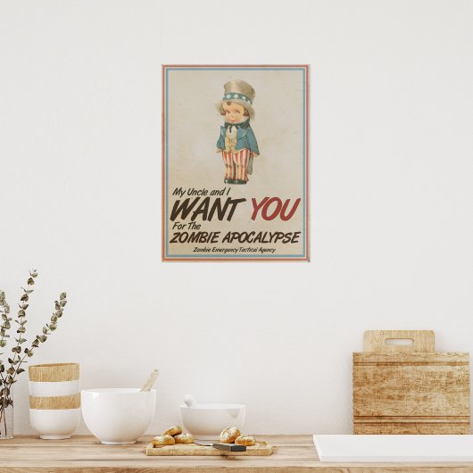 Oncle Sam Nous Voulons Vous Poster Zombie Apocalyp (Cuisine)