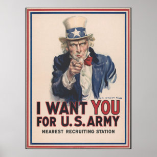 Oncle Sam Poster vintage - Je veux vous - U.S Army