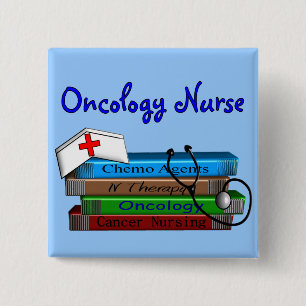 Oncolgoy Nurse "Books"-ontwerp Vierkante Button 5,1 Cm