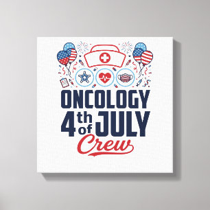 Oncologie 4 juli Crew Medisch Patriottisch Shirt Canvas Afdruk