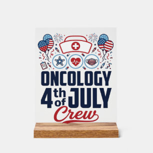 Oncologie 4 juli Crew Medisch Patriottisch T-shirt Acryl Bord