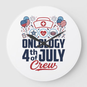Oncologie 4 juli Crew Medisch Patriottisch T-shirt Grote Klok