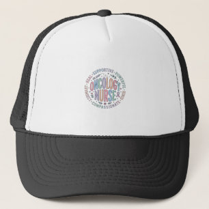 Oncologie Verpleegster Cirkel Citaat Bloemig Shirt Trucker Pet