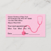 Oncologiste Cartes de visite de rendez-vous des pa