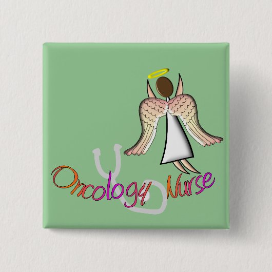 Oncology Nurse Angel Vierkante Button 5,1 Cm (Voorkant)
