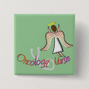 Oncology Nurse Angel Vierkante Button 5,1 Cm