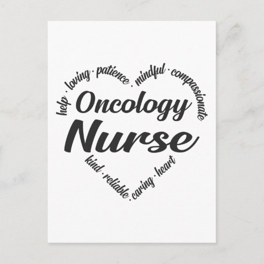 Oncology Nurse Heart Word Cloud Feestdagenkaart (Voorkant)