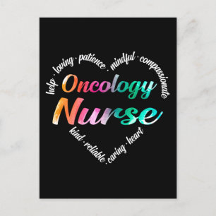 Oncology Nurse Heart Word Cloud Waterverf Rainbow Feestdagenkaart