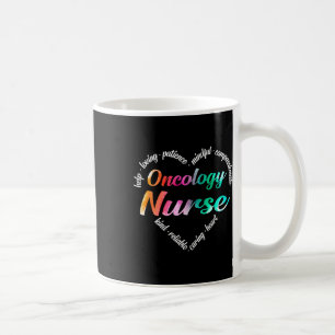 Oncology Nurse Heart Word Cloud Waterverf Rainbow Koffiemok