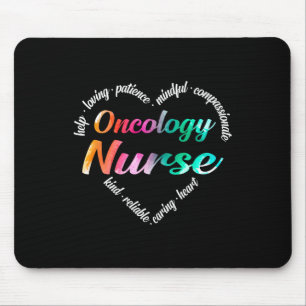 Oncology Nurse Heart Word Cloud Waterverf Rainbow Muismat