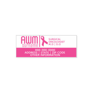 Oncoloog roze lint logo DIY bedrijfsgegevens Zelfinktende Stempel