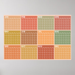 Ondaterende lege aardetonen Boho planner kalender Poster