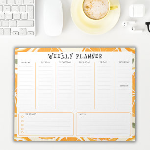 Ondaterende Verticale Weekplanner, Oranje Rand Notitieblok