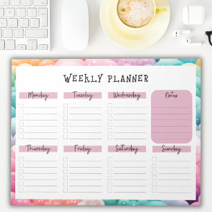 Ondaterende weekplanner, regenboogwolk rand notiti notitieblok