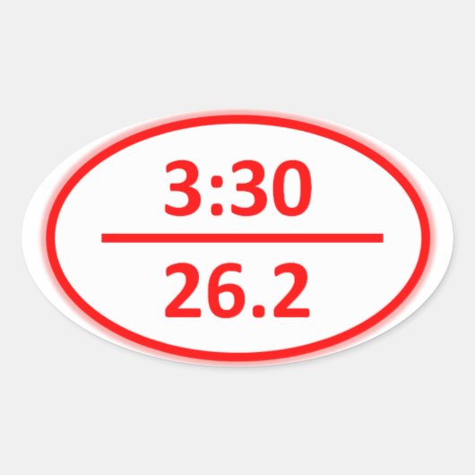 Onder 3:30 voor een marathon ovale sticker (Voorkant)