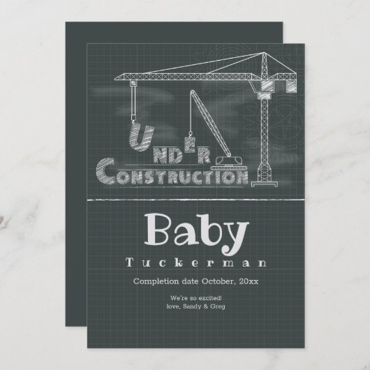 Onder Aankondiging van een zwangerschap in de bouw (Voorkant / Achterkant)