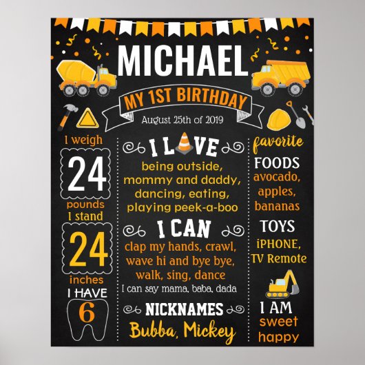 Onder bouwrijdende vrachtwagens poster (Voorkant)