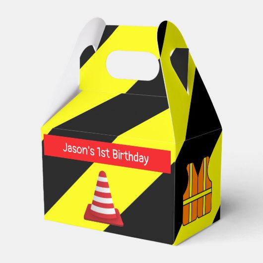 Onder constructie Concrete mixer Birthday party Bedankdoosjes (Voorkant Zijde)