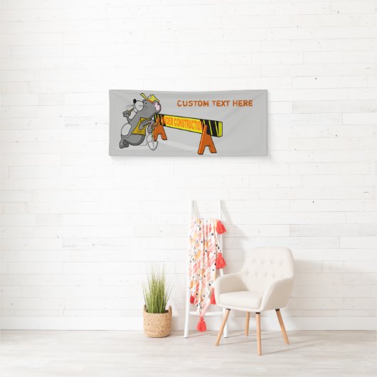 Onder constructie Leuke Cartoon Mouse Personaliser Spandoek (Insitu)