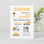 Onder constructie thema Kids Verjaardagsfeest Kaart (Staand voorkant)